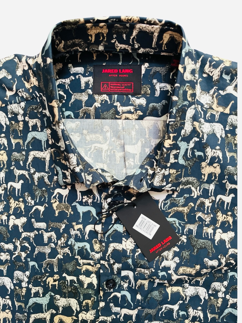 Jared Lang After Hours Dog Print Short Sleeve Button Up Shirt Size Large Nwt